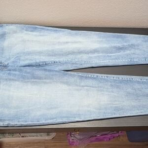 LRL Ralph Lauren Jeans Womens 16 Light Blue Distressed Denim Straight Leg